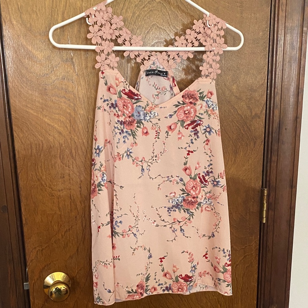 Emery Rose Pink Floral Lace-Trim Camisole - Picture 2 of 4